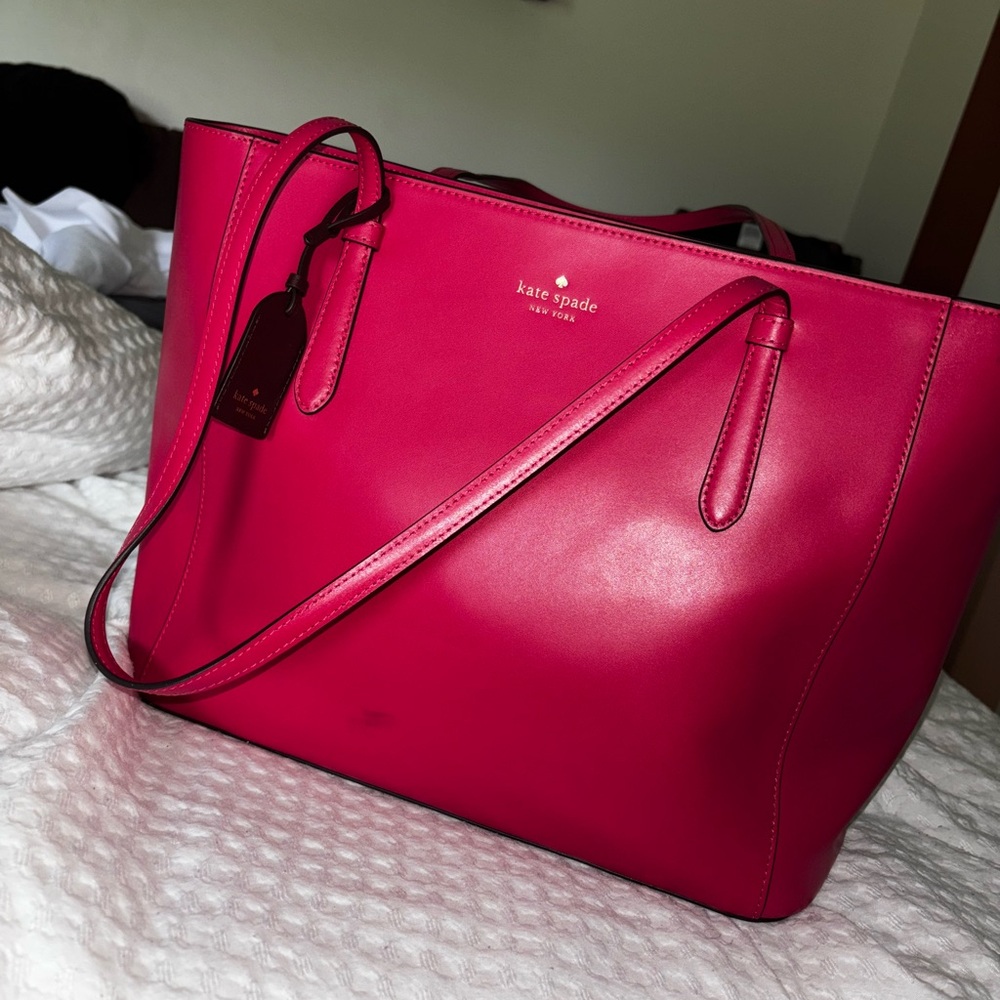 Kate Spade Pink Leather Tote Vibrant Structured Design
